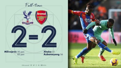 Pl: Milivojević sa dva gola otkinuo bod Arsenalu